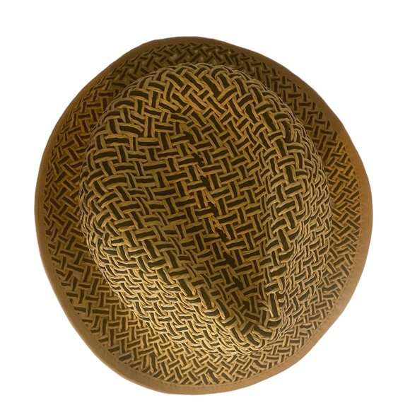 Tan, Blue Saks fifth avenue hat, Fedora,summer, beach, short brim,straw,OS,New - Picture 4 of 7